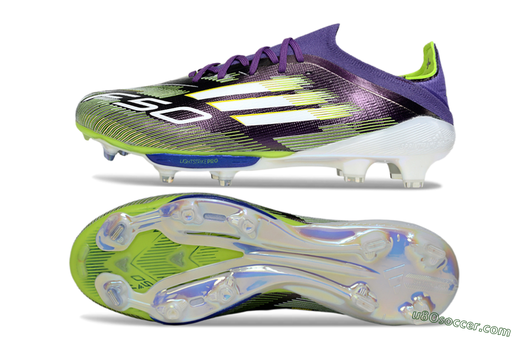 Adidas F50+ Elite Lightstrike Pro FG Firm Ground Soccer Cleats - Purple/White/Yellow 0