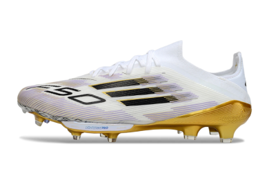 Adidas F50+ Elite Lightstrike Pro FG Firm Ground Soccer Cleats - White/Black/Gold