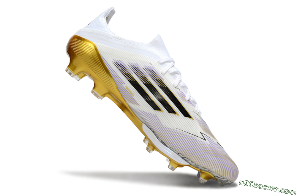 Adidas F50+ Elite Lightstrike Pro FG Firm Ground Soccer Cleats - White/Black/Gold 4