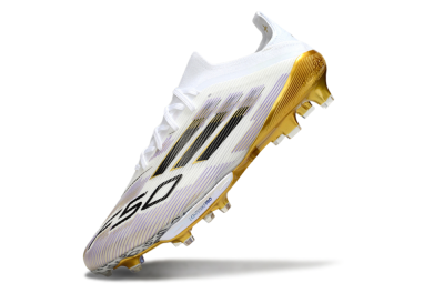 Adidas F50+ Elite Lightstrike Pro FG Firm Ground Soccer Cleats - White/Black/Gold