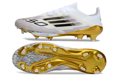 Adidas F50+ Elite Lightstrike Pro FG Firm Ground Soccer Cleats - White/Black/Gold