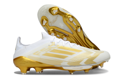 Adidas F50+ Elite Lightstrike Pro FG Firm Ground Soccer Cleats - White/Gold
