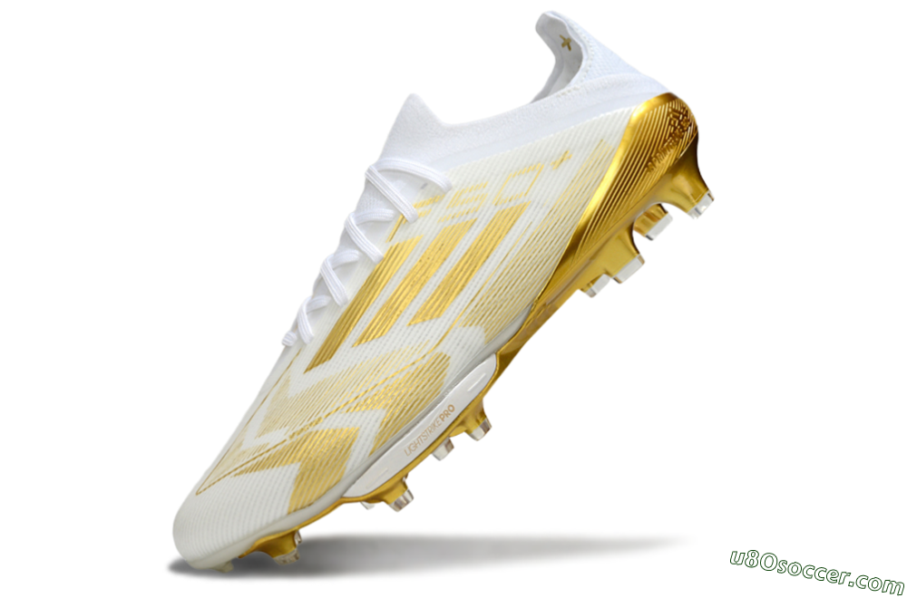 Adidas F50+ Elite Lightstrike Pro FG Firm Ground Soccer Cleats - White/Gold 5