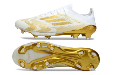 Adidas F50+ Elite Lightstrike Pro FG Firm Ground Soccer Cleats - White/Gold