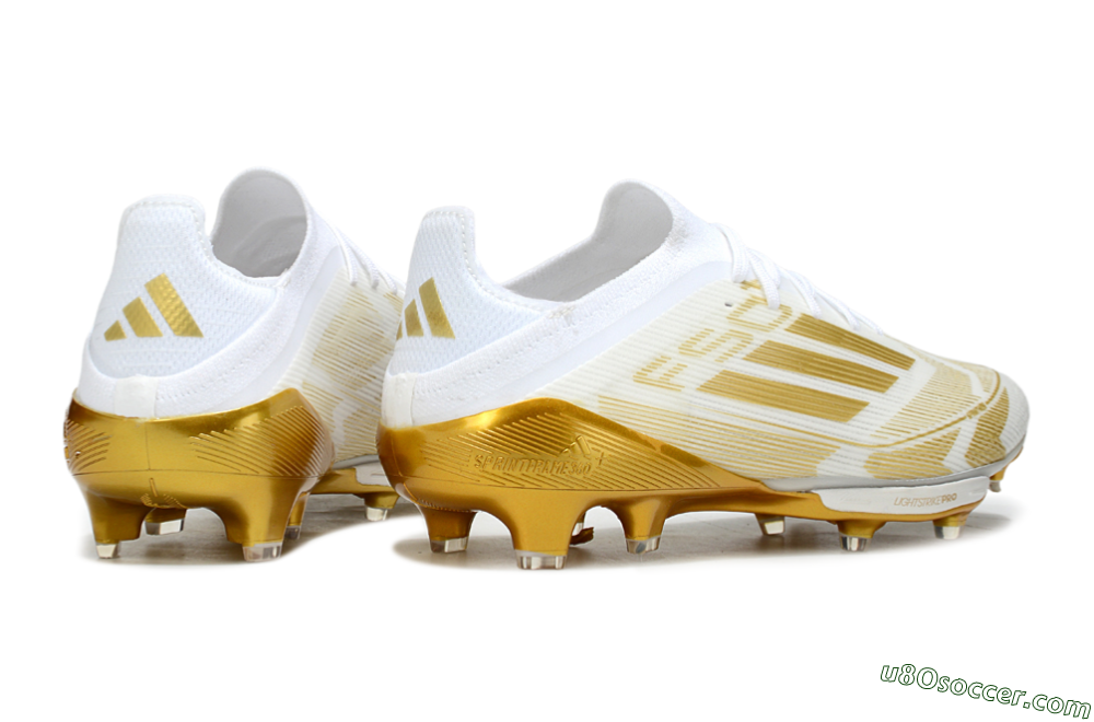 Adidas F50+ Elite Lightstrike Pro FG Firm Ground Soccer Cleats - White/Gold 6