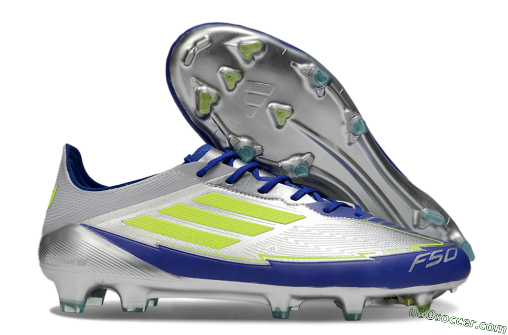 Messi x Adidas F50 Elite FG Firm Ground Soccer Cleats - Silver/Yellow/Blue 1