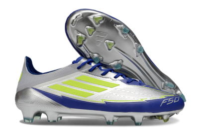 Messi x Adidas F50 Elite FG Firm Ground Soccer Cleats - Silver/Yellow/Blue