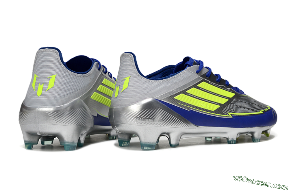 Messi x Adidas F50 Elite FG Firm Ground Soccer Cleats - Silver/Yellow/Blue 6