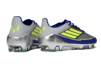 Messi x Adidas F50 Elite FG Firm Ground Soccer Cleats - Silver/Yellow/Blue