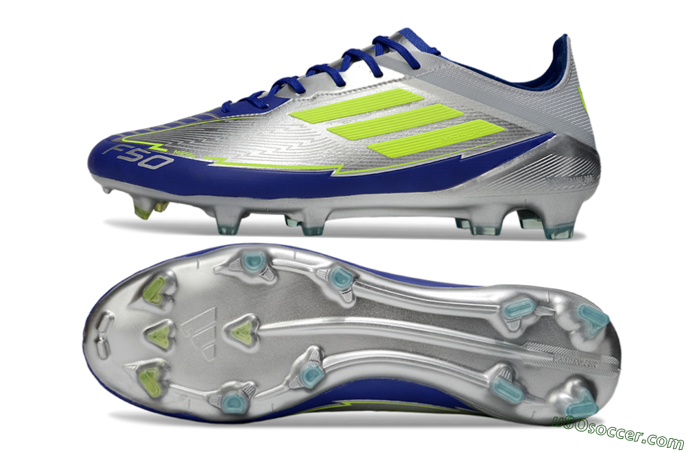 Messi x Adidas F50 Elite FG Firm Ground Soccer Cleats - Silver/Yellow/Blue 0
