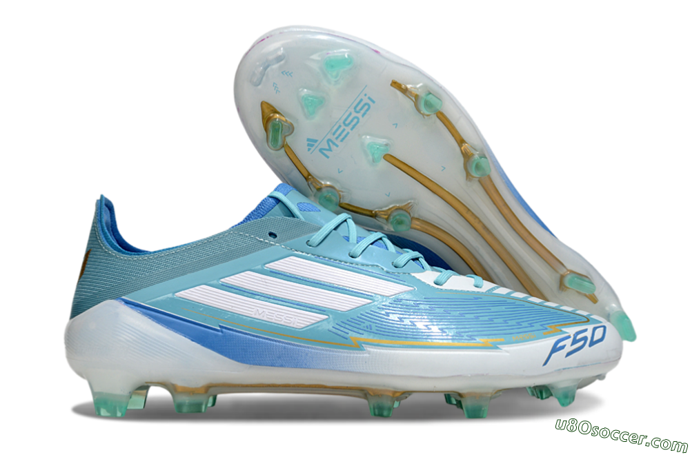 Messi x Adidas F50 Elite FG Firm Ground Soccer Cleats - Jade/White/Blue 1