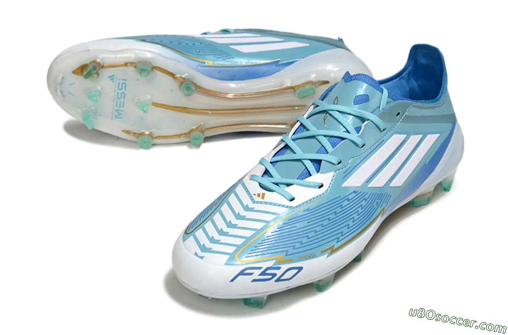 Messi x Adidas F50 Elite FG Firm Ground Soccer Cleats - Jade/White/Blue 3