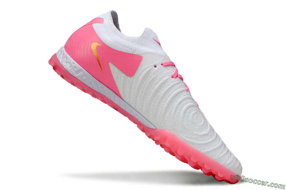Nike Phantom GX 2 Elite TF Artificial Turf Soccer Shoes - White/Pink/Gold 4