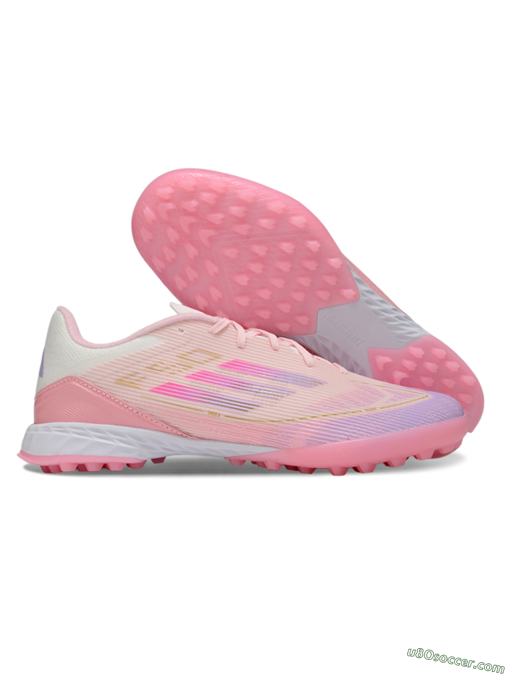 Adidas F50 Pro TF Artificial Turf Soccer Shoes - Pink/Purple/Gold 1