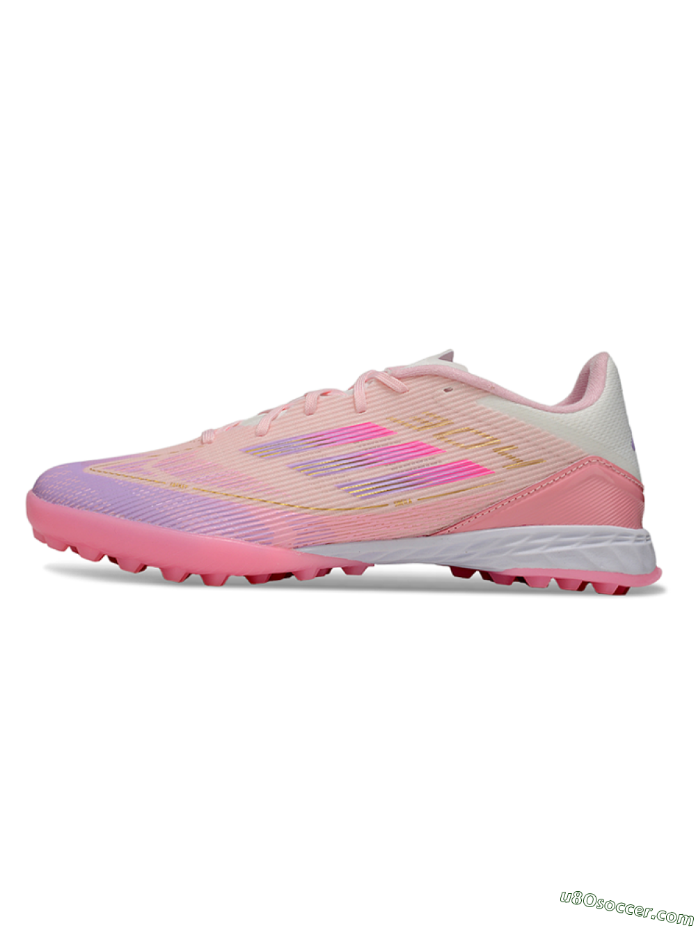 Adidas F50 Pro TF Artificial Turf Soccer Shoes - Pink/Purple/Gold 2