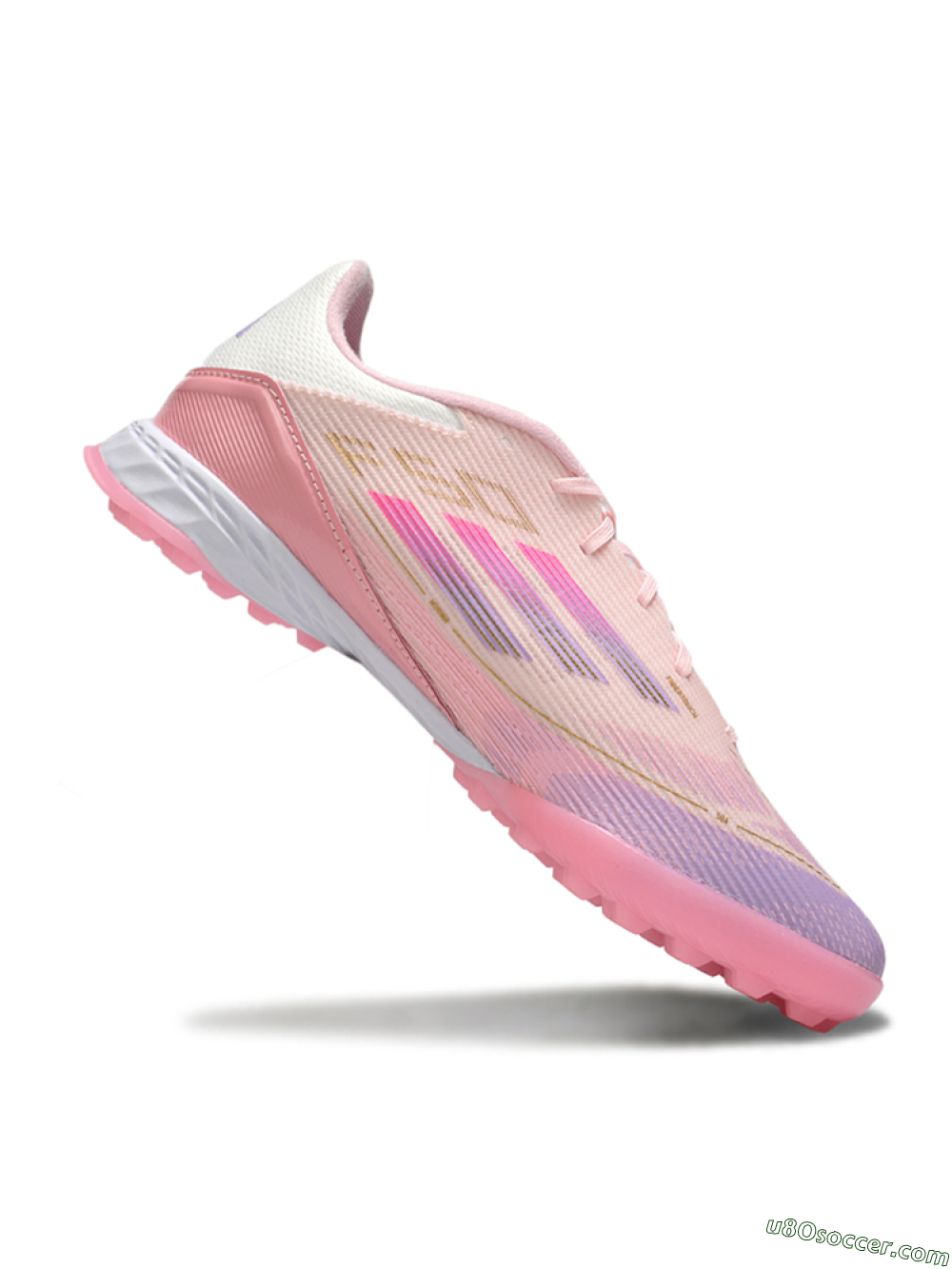 Adidas F50 Pro TF Artificial Turf Soccer Shoes - Pink/Purple/Gold 4
