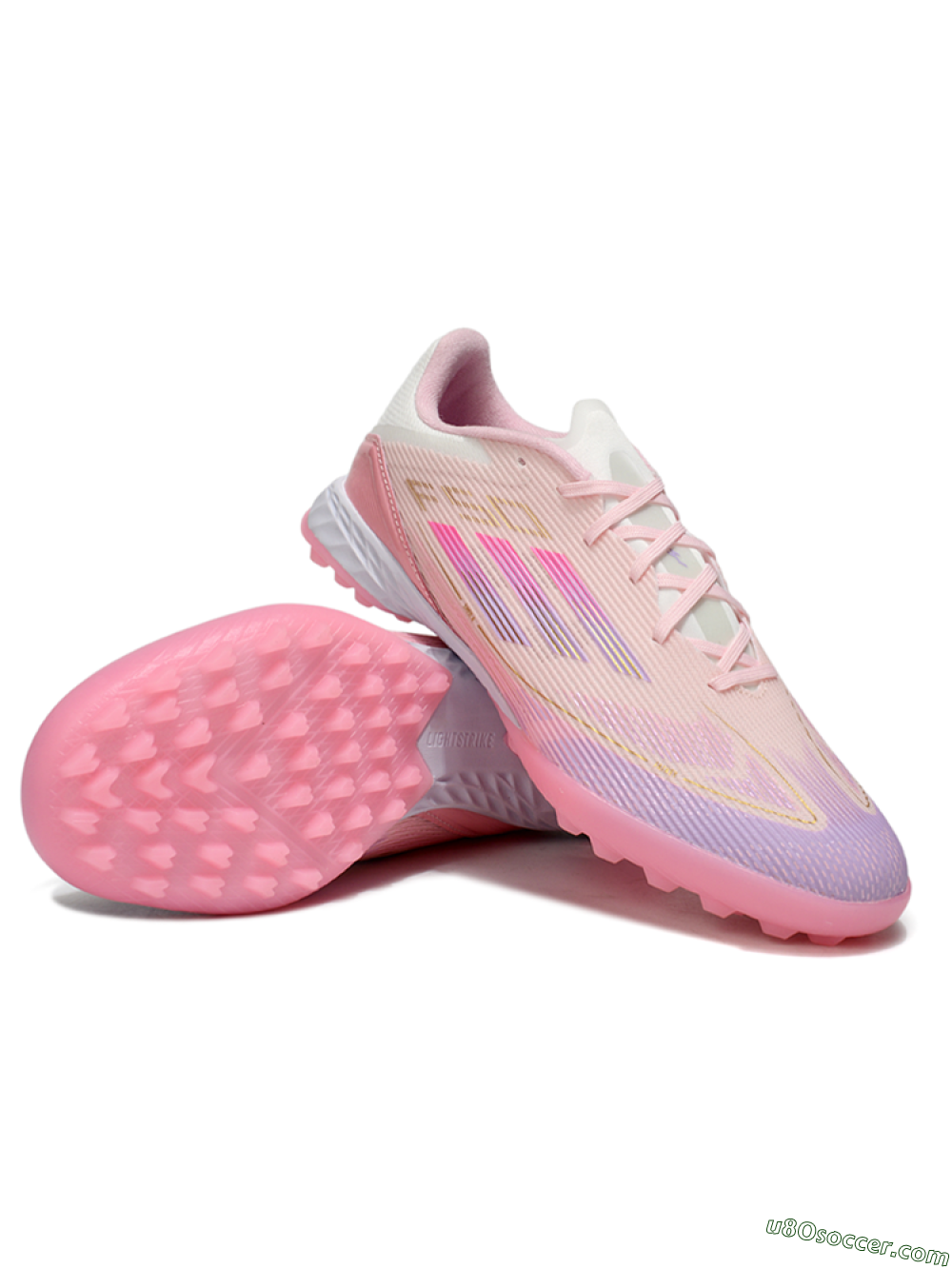 Adidas F50 Pro TF Artificial Turf Soccer Shoes - Pink/Purple/Gold 3