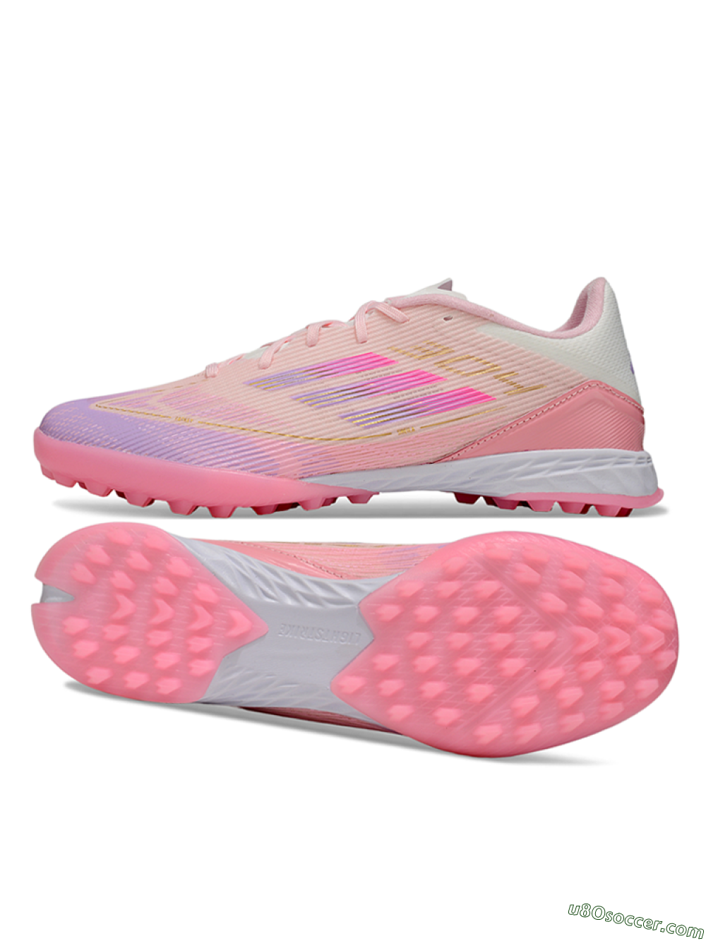 Adidas F50 Pro TF Artificial Turf Soccer Shoes - Pink/Purple/Gold 0