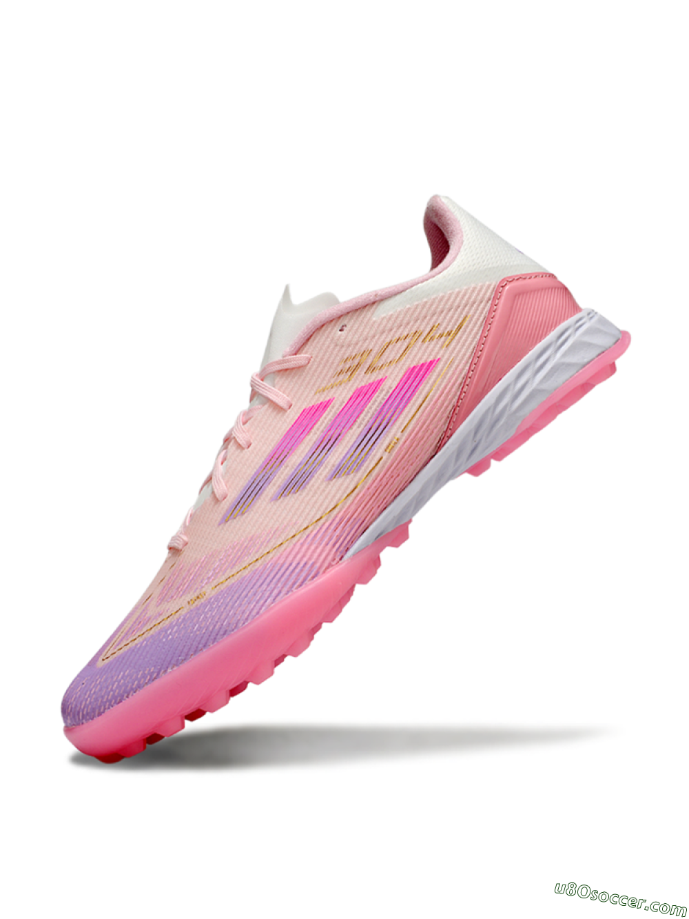 Adidas F50 Pro TF Artificial Turf Soccer Shoes - Pink/Purple/Gold 5