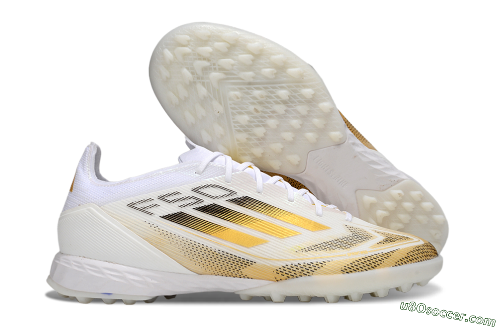 Adidas F50 Elite Kings League TF Artificial Turf Soccer Shoes - White/Yellow/Black 1