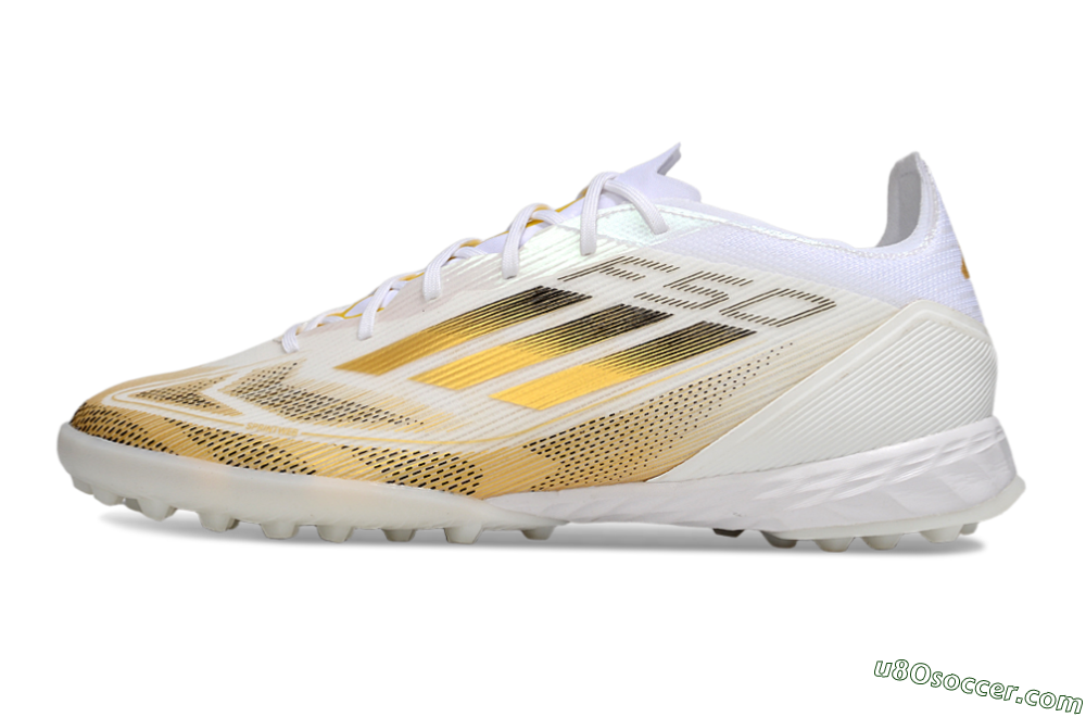 Adidas F50 Elite Kings League TF Artificial Turf Soccer Shoes - White/Yellow/Black 2