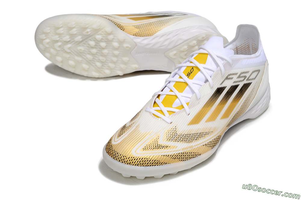 Adidas F50 Elite Kings League TF Artificial Turf Soccer Shoes - White/Yellow/Black 3