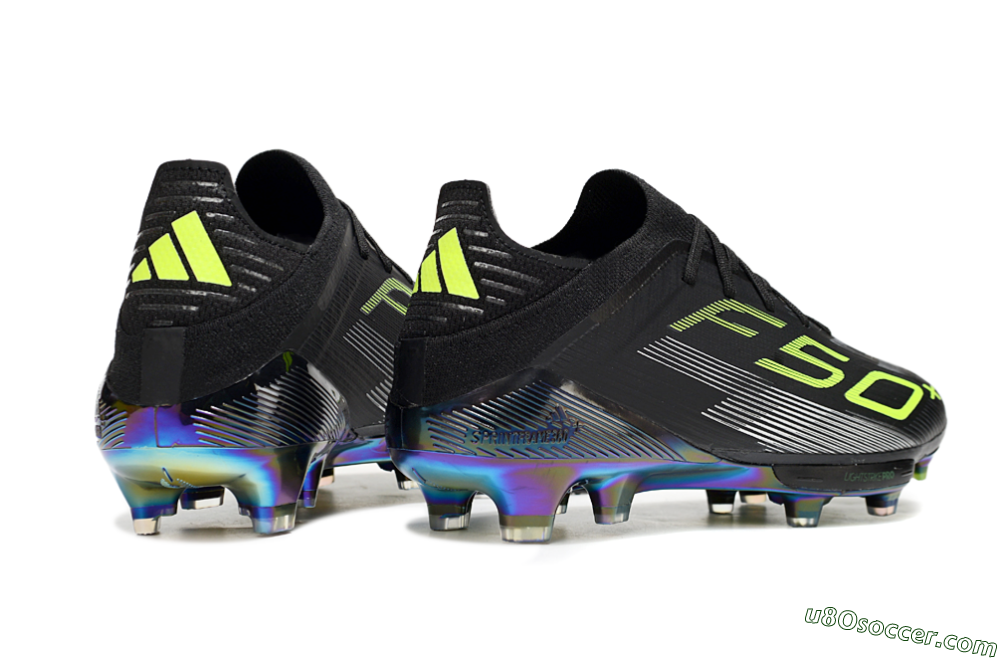 Adidas F50+ Elite Lightstrike Pro FG Firm Ground Soccer Cleats - Black/Yellow/Silver 6