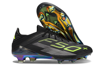 Adidas F50+ Elite Lightstrike Pro FG Firm Ground Soccer Cleats - Black/Yellow/Silver