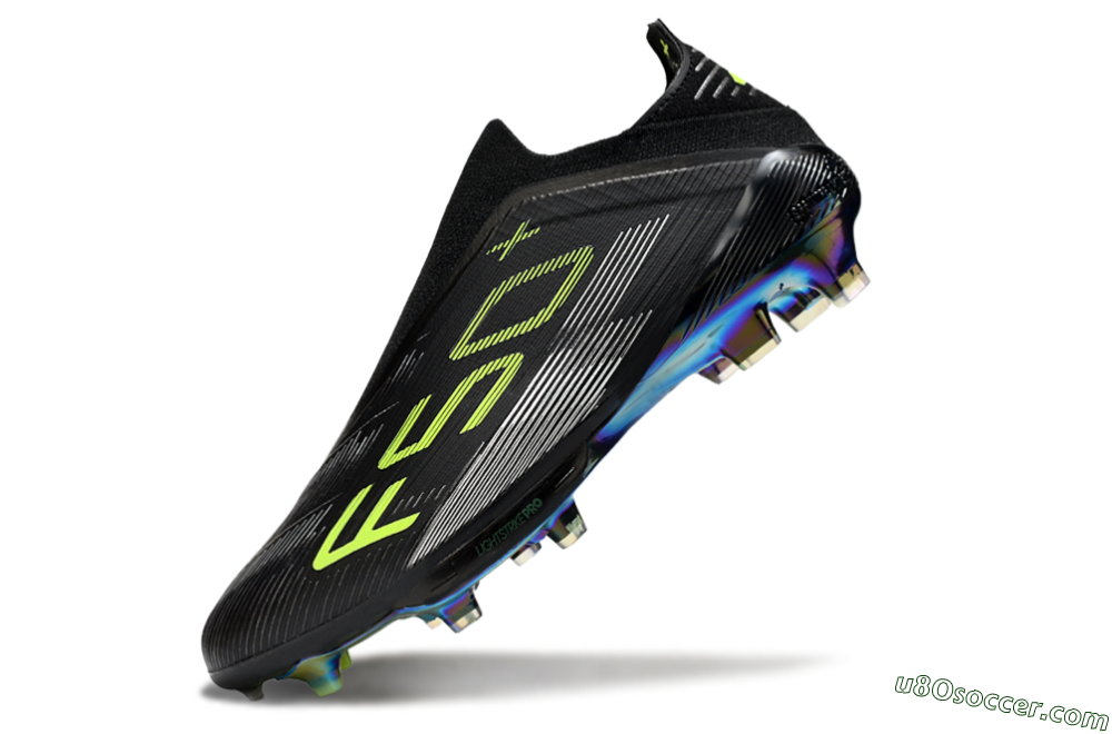 Adidas F50+ Elite Lightstrike Pro Laceless FG Firm Ground Soccer Cleats - Black/Yellow/Silver 5