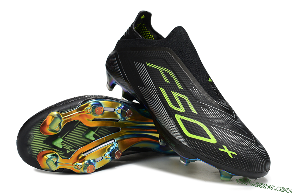 Adidas F50+ Elite Lightstrike Pro Laceless FG Firm Ground Soccer Cleats - Black/Yellow/Silver 3