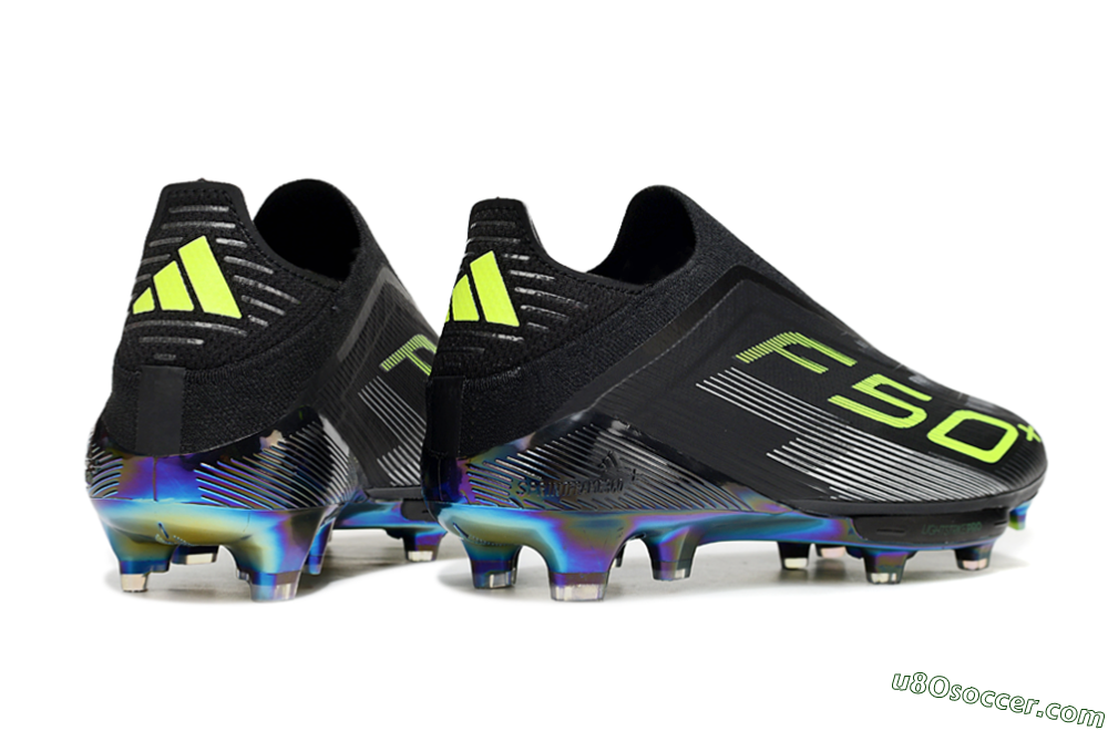 Adidas F50+ Elite Lightstrike Pro Laceless FG Firm Ground Soccer Cleats - Black/Yellow/Silver 6