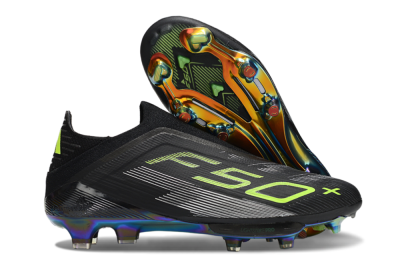 Adidas F50+ Elite Lightstrike Pro Laceless FG Firm Ground Soccer Cleats - Black/Yellow/Silver