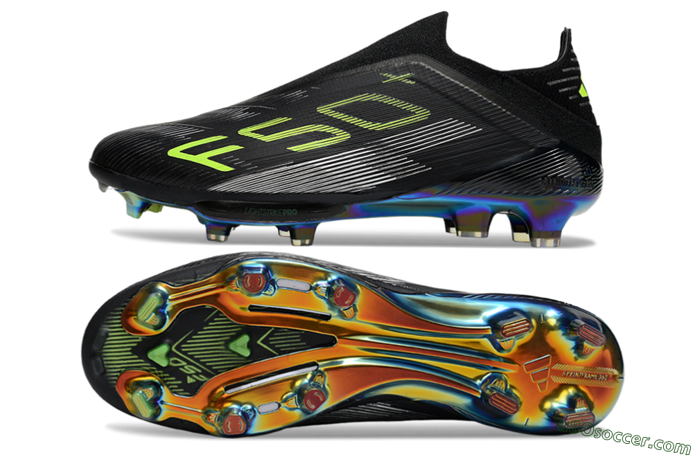 Adidas F50+ Elite Lightstrike Pro Laceless FG Firm Ground Soccer Cleats - Black/Yellow/Silver 0