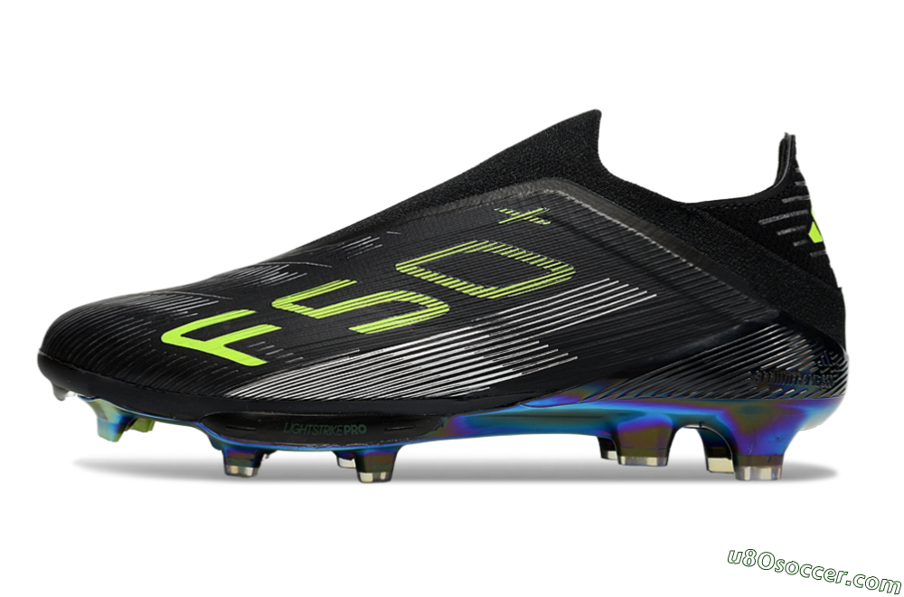 Adidas F50+ Elite Lightstrike Pro Laceless FG Firm Ground Soccer Cleats - Black/Yellow/Silver 2