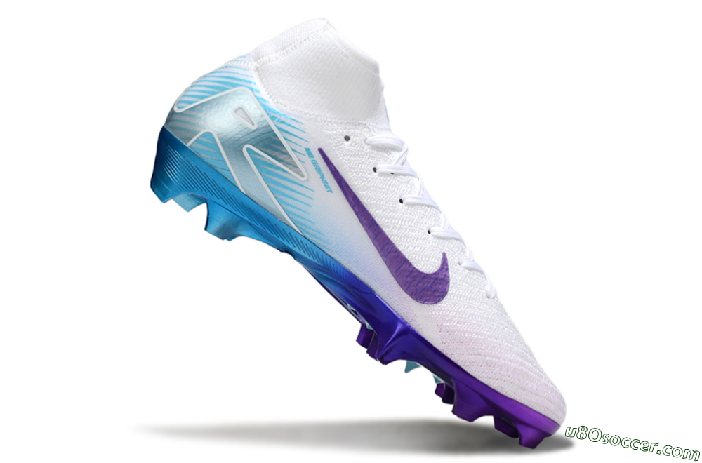 Nike Air Zoom Mercurial Superfly 10 Elite FG Firm Ground Soccer Cleats - White/Purple/Jade 4
