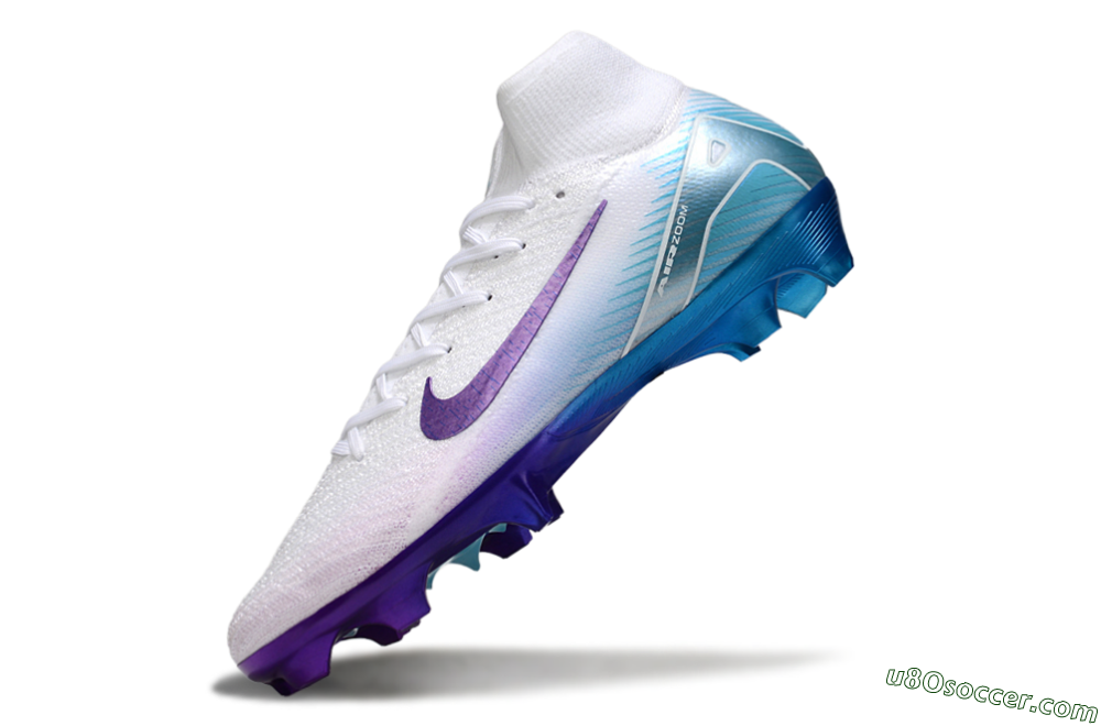 Nike Air Zoom Mercurial Superfly 10 Elite FG Firm Ground Soccer Cleats - White/Purple/Jade 5