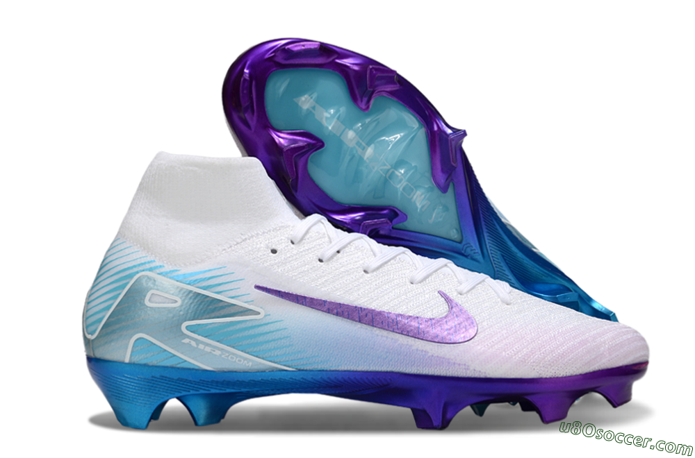 Nike Air Zoom Mercurial Superfly 10 Elite FG Firm Ground Soccer Cleats - White/Purple/Jade 1