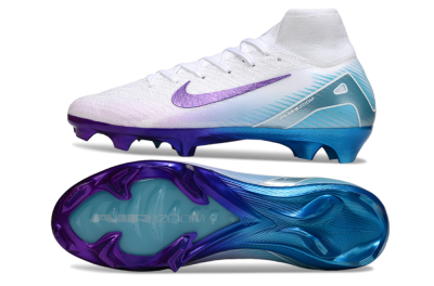 Nike Air Zoom Mercurial Superfly 10 Elite FG Firm Ground Soccer Cleats - White/Purple/Jade