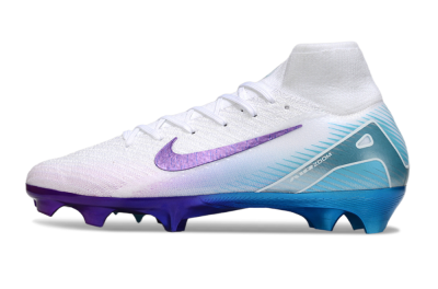 Nike Air Zoom Mercurial Superfly 10 Elite FG Firm Ground Soccer Cleats - White/Purple/Jade