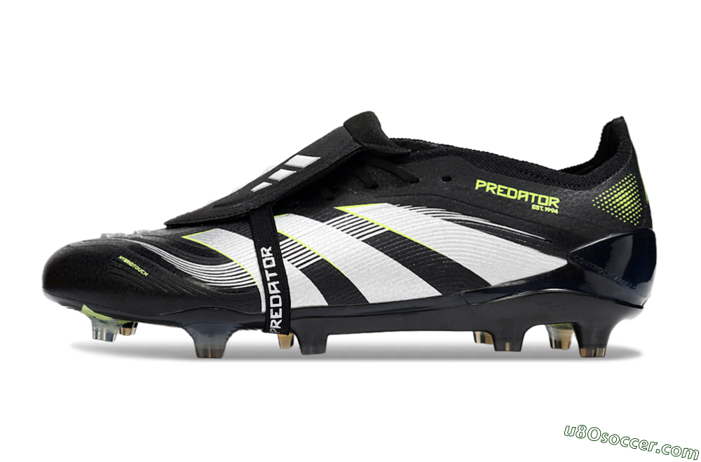 Adidas Predator 25 Elite Foldover Tongue FG Firm Ground Soccer Cleats - Black/White/Yellow 2