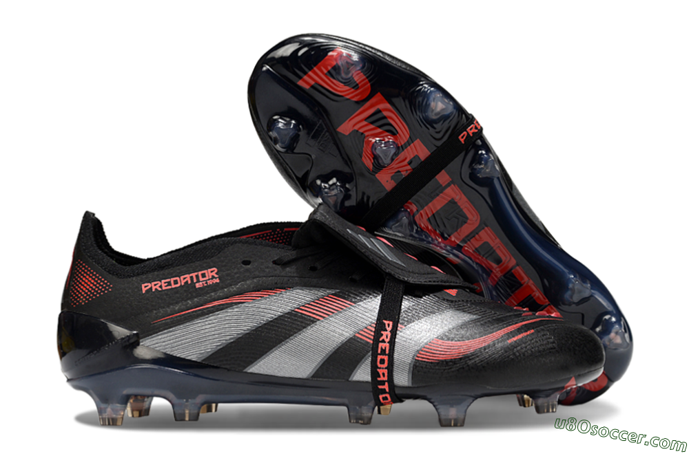 Adidas Predator 25 Elite Foldover Tongue FG Firm Ground Soccer Cleats - Black/Silver/Red 1
