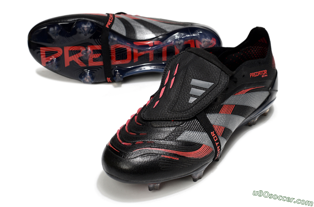 Adidas Predator 25 Elite Foldover Tongue FG Firm Ground Soccer Cleats - Black/Silver/Red 3