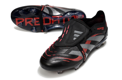 Adidas Predator 25 Elite Foldover Tongue FG Firm Ground Soccer Cleats - Black/Silver/Red