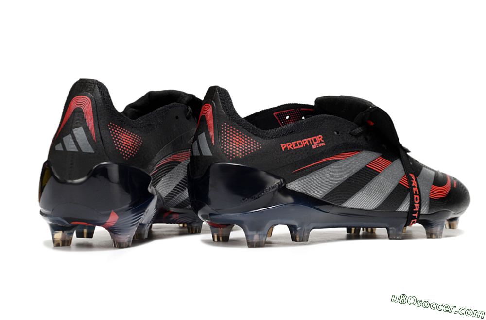 Adidas Predator 25 Elite Foldover Tongue FG Firm Ground Soccer Cleats - Black/Silver/Red 6
