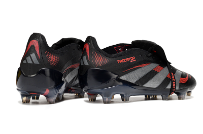 Adidas Predator 25 Elite Foldover Tongue FG Firm Ground Soccer Cleats - Black/Silver/Red