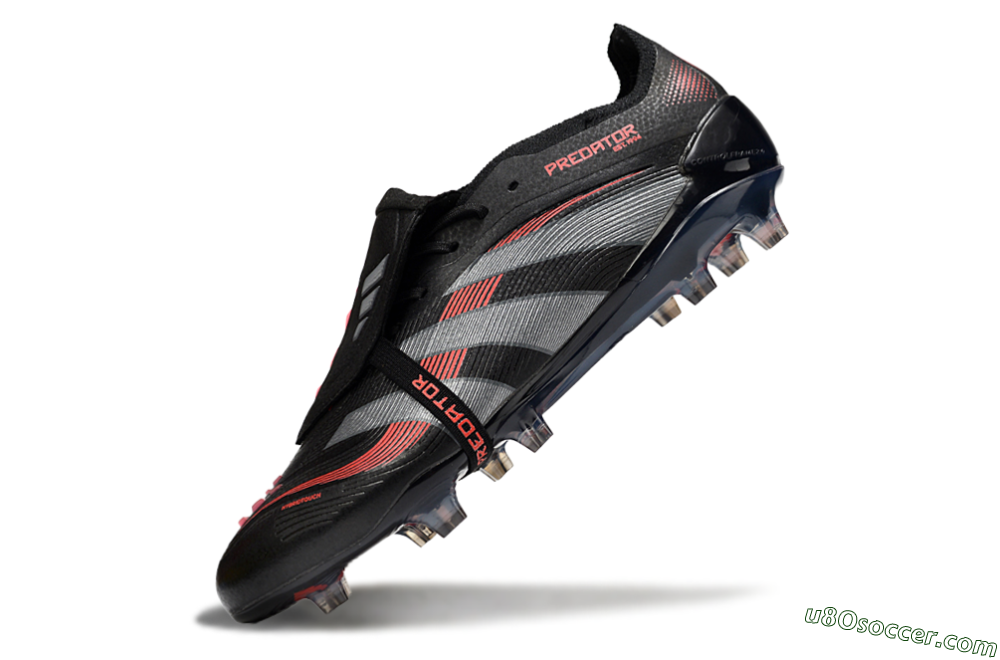 Adidas Predator 25 Elite Foldover Tongue FG Firm Ground Soccer Cleats - Black/Silver/Red 5