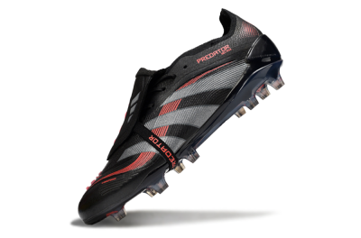 Adidas Predator 25 Elite Foldover Tongue FG Firm Ground Soccer Cleats - Black/Silver/Red
