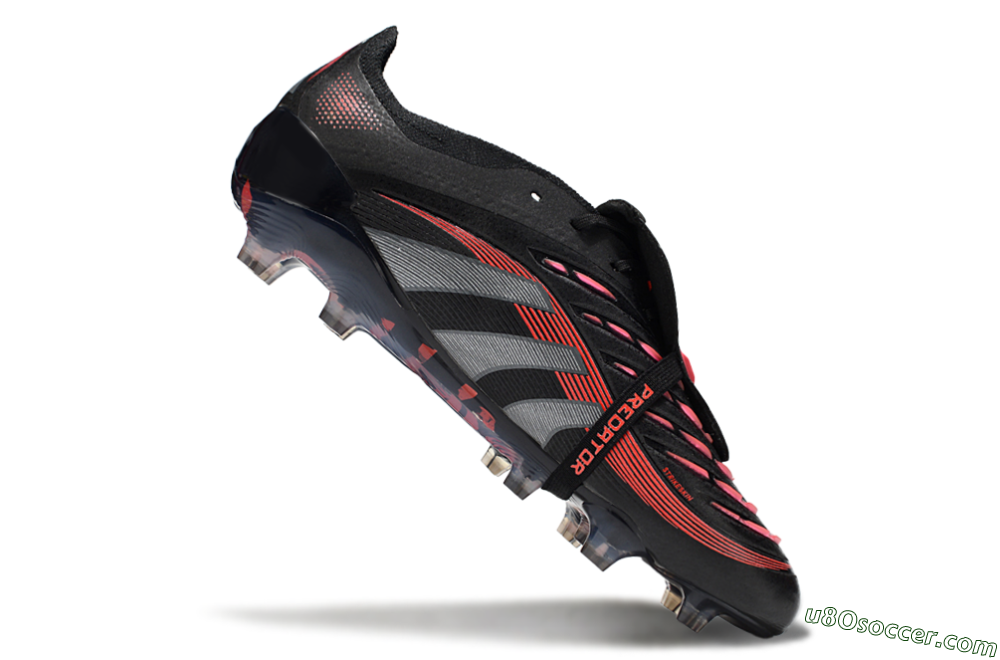 Adidas Predator 25 Elite Foldover Tongue FG Firm Ground Soccer Cleats - Black/Silver/Red 4