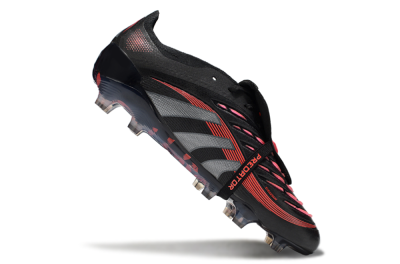 Adidas Predator 25 Elite Foldover Tongue FG Firm Ground Soccer Cleats - Black/Silver/Red