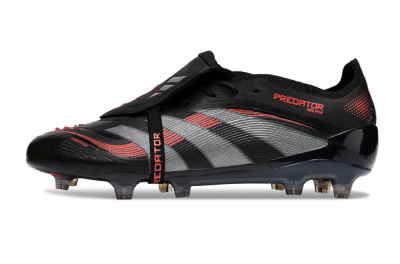 Adidas Predator 25 Elite Foldover Tongue FG Firm Ground Soccer Cleats - Black/Silver/Red